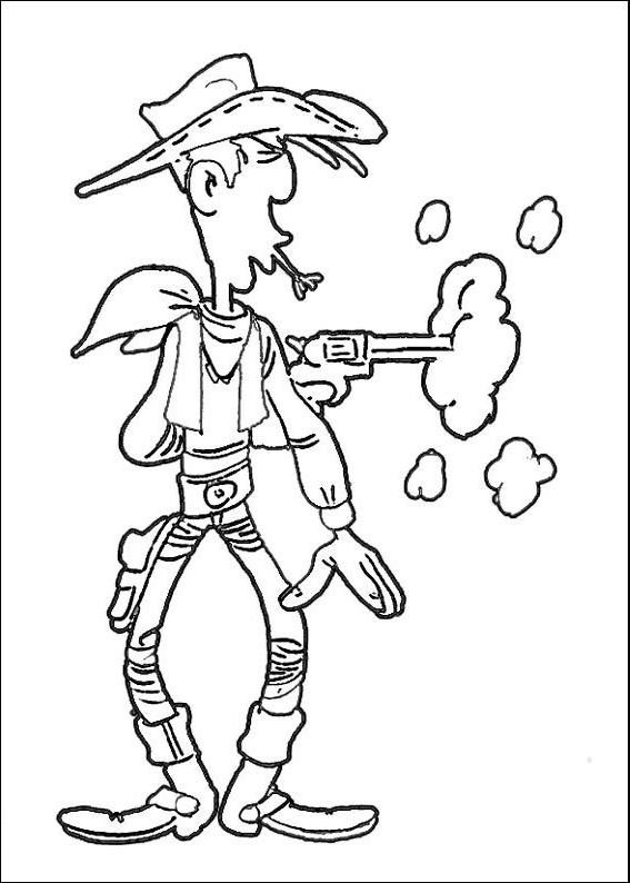 coloriage lucky luke tire dans le dos